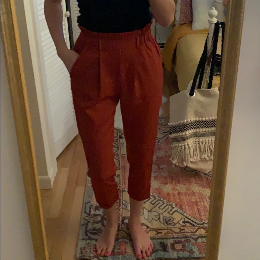 Rust PaperBag Waist Pants